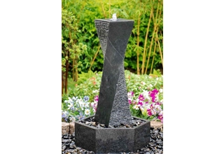 Natural Solid Granite Twisted Column Freestanding Fountain