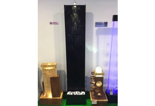 200cm Freestanding Aquafall Fountain - Black Acrylic Rippled Panel