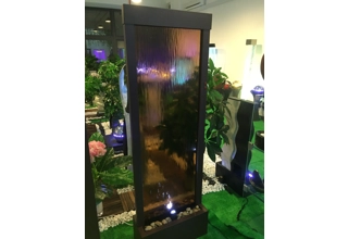 180cm Freestanding Waterfall Cascade Fountain - Matt Copper Metal Frame with Bronze Glass Panel