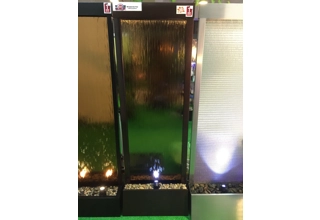 183cm Freestanding Double Fall Cascade Fountain - Dark Copper Aluminium Frame with Bronze Glass Pa..