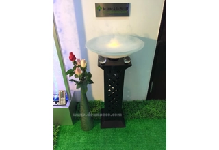 Grande Mist Maker Fogger Freestanding Fountain - Black Metal Tower with Glass Bowl