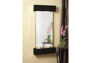 Olympus Falls Silver Mirror Wall Fountain - Black Aluminium Frame