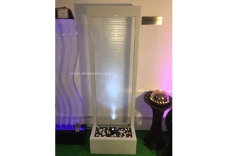 183cm Freestanding Waterfall Cascade Fountain - White Aluminium Frame with Translucent Rippled Gla..
