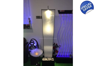 180cm Freestanding Aquafall Fountain - Black & White Acrylic Rippled Panel