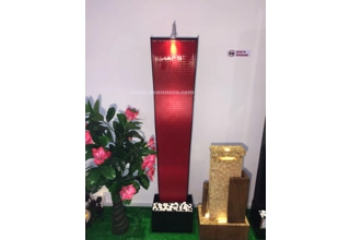 180cm Freestanding Aquafall Fountain - Black & Red Acrylic Rippled Panel