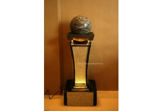 Pedestal Faux Granite Rotating Sphere Freestanding Water Fountain
