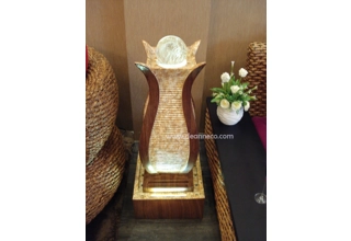 Queen Faux Wood Crystal Sphere Freestanding Water Fountain