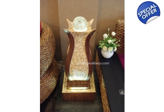 Queen Faux Wood Crystal Sphere Freestanding Water Fountain
