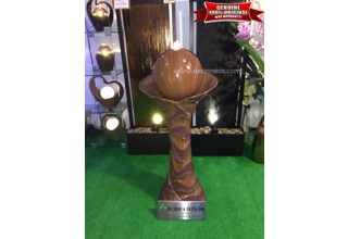 Basilio Cup Faux Wood Sphere Freestanding Water Fountain
