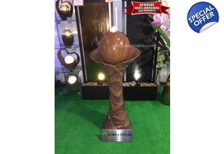 Basilio Cup Faux Wood Sphere Freestanding Water Fountain