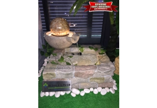 Fish Pond Faux Stonework Floating Globe Floor Water Fountain