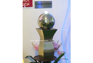 Tapered Column and Polished Sphere Freestanding Fountain