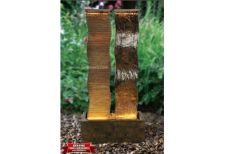Semi Abstract Twin Column Freestanding Water Fountain - Amber