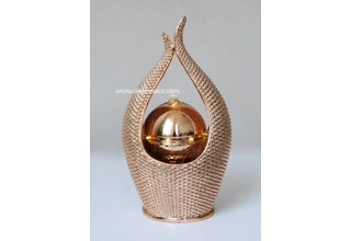 Belle Rose Gold Sphere Rattan Effect Tabletop Water Feature - Gold