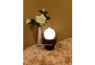 Benedetto Illuminate Sphere Rattan Effect Tabletop Water Feature - Bronze