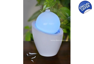 Benedetto 7 Colors Changing LED Light Illuminate Sphere Tabletop Water Feature - White