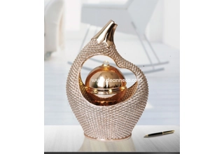 Verona Rose Gold Sphere Rattan Effect Tabletop Water Feature - Gold