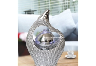 Verona Silver Sphere Rattan Effect Tabletop Water Feature - Silver