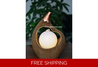 Verona Illuminate Sphere Rattan Effect Tabletop Water Feature - Bronze
