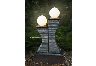Twin Peaks Faux Stone Ridged Surface Freestanding Water Fountain