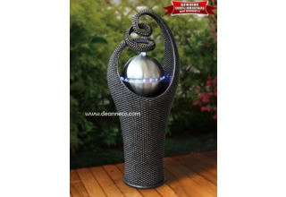 Biaggio Stainless Steel Sphere Rattan Effect Freestanding Water Fountain - Bronze