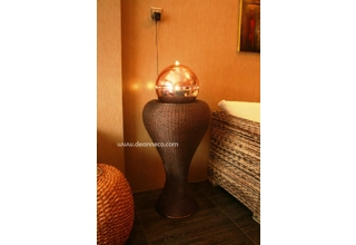 Bell Cup Rose Gold Sphere Rattan Effect Freestanding Water Fountain - Bronze