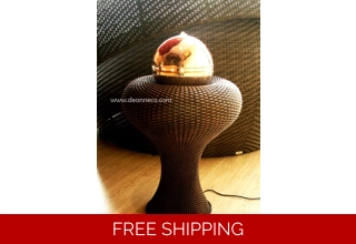 Baldassare Cup Rose Gold Sphere Rattan Effect Freestanding Water Fountain - Bronze