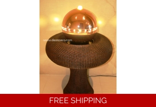 Bubble Cup Rose Gold Sphere Rattan Effect Freestanding Water Fountain - Bronze