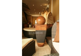 Roosje Rain Forest Sphere Rattan Freestanding Water Fountain