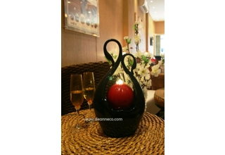 Grooming Twin Swan Tabletop Water Feature - Black