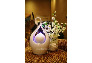 Grooming Twin Swan Tabletop Water Feature - White