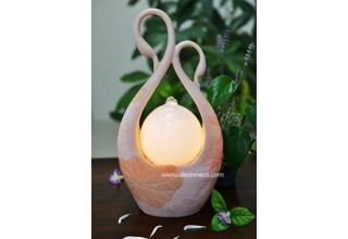 Grooming Twin Swan Illuminate Sphere Tabletop Water Feature - Pattern Design