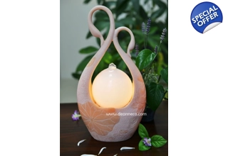 Grooming Twin Swan Illuminate Sphere Tabletop Water Feature - Pattern Design