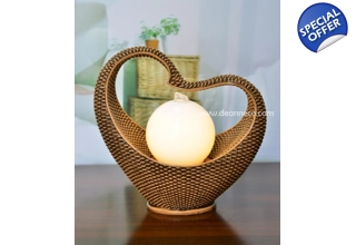 Love Shaped Illuminate Sphere Rattan Effect Tabletop Water Feature - Bronze