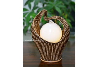 Melting Orietta Illuminate Sphere Rattan Effect Tabletop Water Feature - Bronze