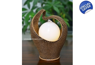 Melting Orietta Illuminate Sphere Rattan Effect Tabletop Water Feature - Bronze
