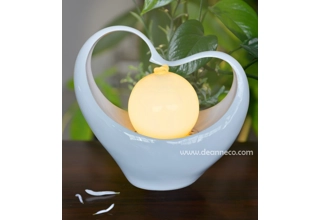 Love Shaped Illuminate Sphere Tabletop Water Feature - White