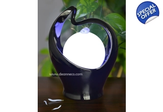 Melting Orietta Illuminate Sphere Tabletop Water Feature - Black