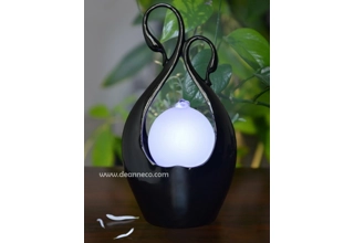 Grooming Twin Swan Illuminate Sphere Tabletop Water Feature - Black
