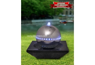 Chrome Polished Sphere with Faux Granite Floor Base Water Fountain