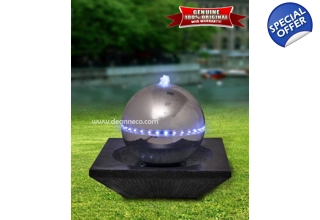 Chrome Polished Sphere with Faux Granite Floor Base Water Fountain