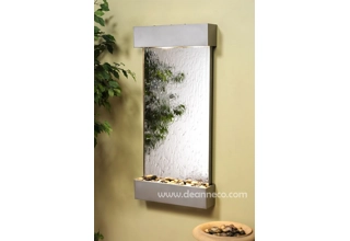 Olympus Falls Silver Mirror Wall Fountain - Brushed Stainless Steel Frame