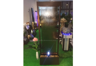 183cm Freestanding Double Gap Waterfall Cascade Fountain - Dark Copper Aluminium Frame with Bronze..