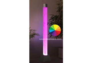 180cm Circular Bubble Tube with Remote Control LED Lights - Stainless Steel with Acrylic Panel