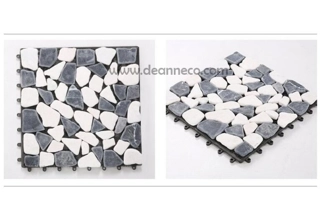 Interlocking Natural Pebbles Decking Tiles - White & Black
