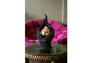Emil Rose Gold Sphere Rattan Effect Tabletop Water Feature - Bronze