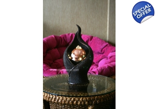 Emil Rose Gold Sphere Rattan Effect Tabletop Water Feature - Bronze
