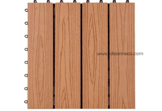 Interlocking Composite Decking Tiles - Light Brown Wood Grain