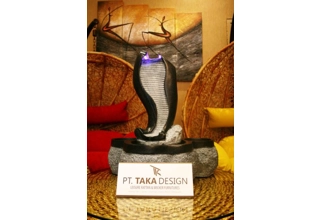 Curved Leaf Faux Stone Ridged Surface Floor Standing Water Fountain