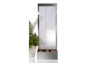 183cm Freestanding Waterfall Cascade Fountain - Stainless Steel Frame with Silver Mirror Panel